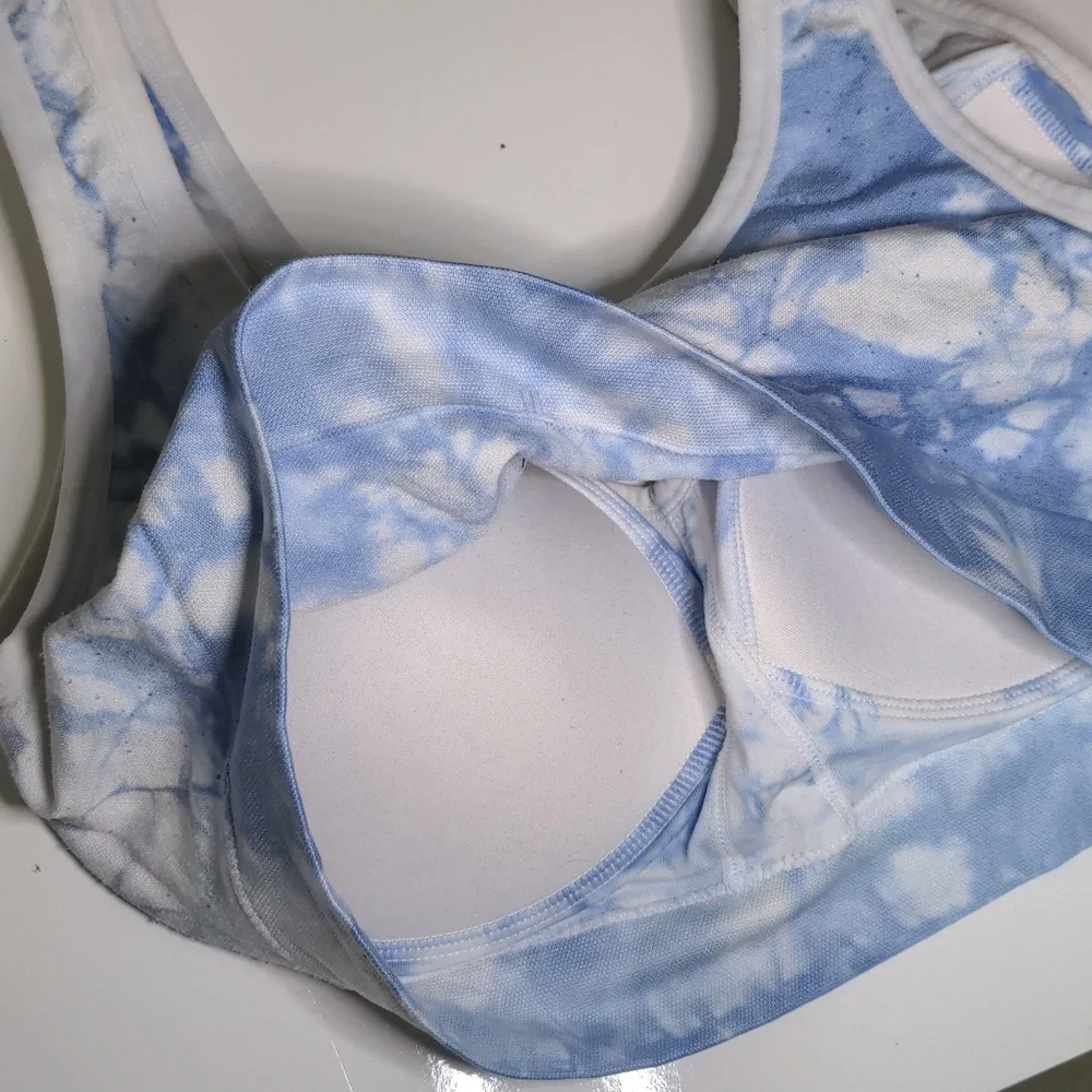 Jockey bralette, white and blue tie-dye, size medium - Picture 4 of 5
